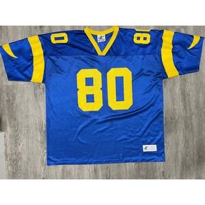 VTG Logo Athletic Rams Jersey Men's 2X-Large Blue Isaac Bruce St Louis Nike USA
